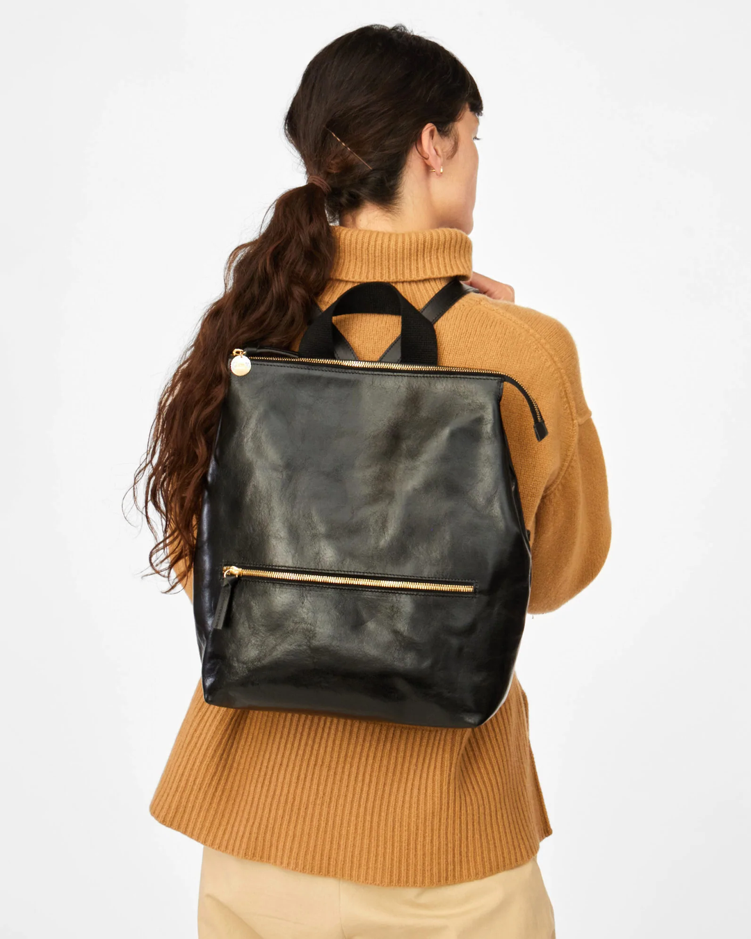 black leather rustic backpack Clare V