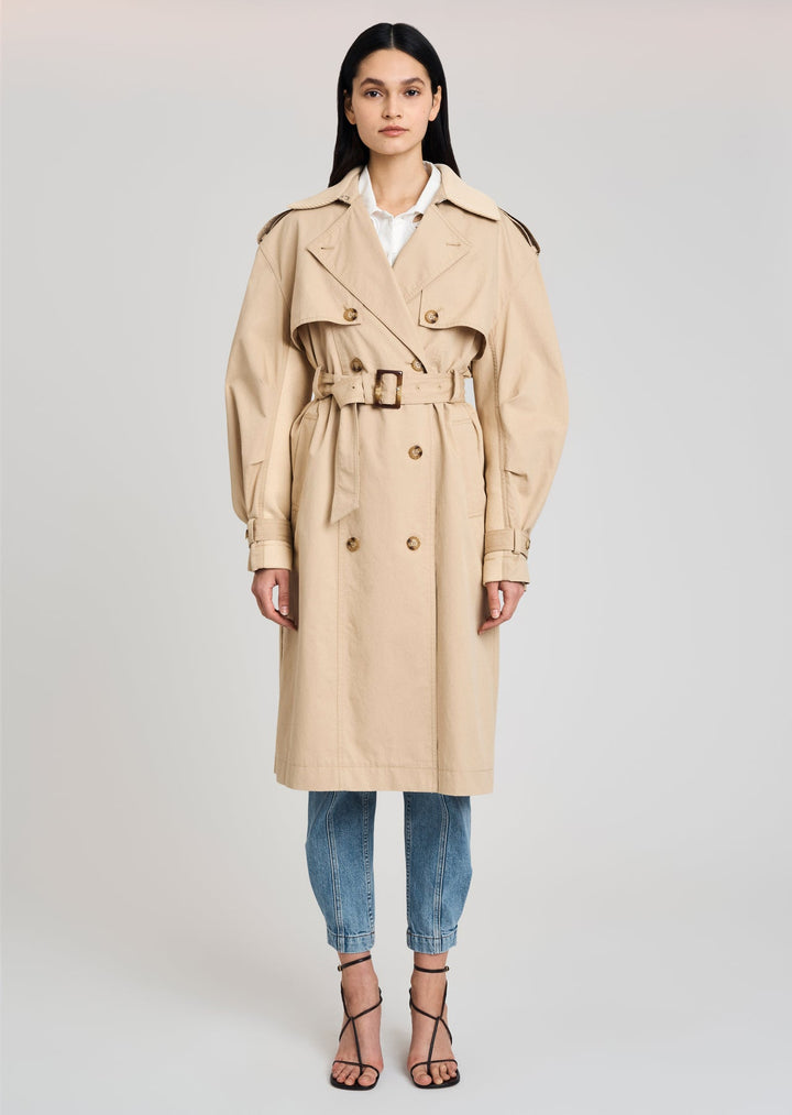 Derek Lam 10 Crosby - Remington Rib Mixed Trench Coat in Khaki