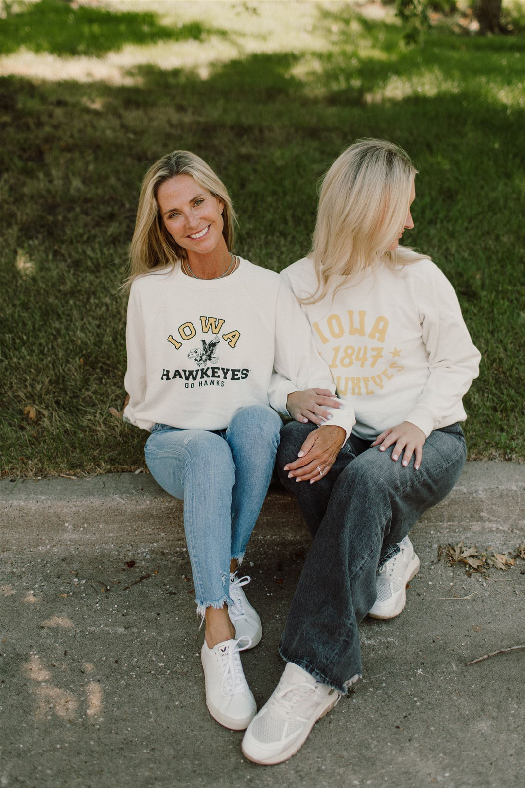 Retro Brand x Blond Genius - Iowa Hawkeyes '1847' Crewneck Sweatshirt in Antique White Graphic Sweatshirts