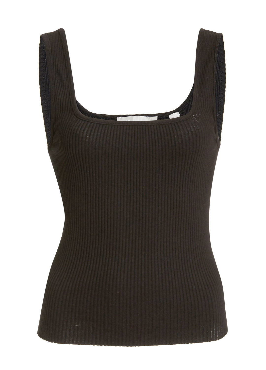 Vince - Ribbed Square Neck Tank in Black