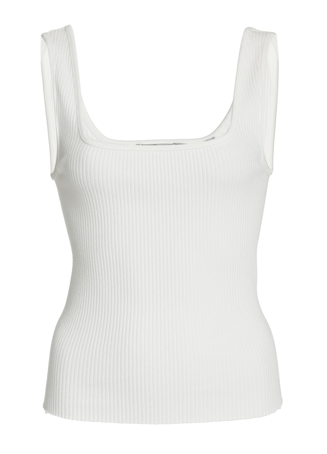 Vince - Ribbed Square Neck Tank in Off White