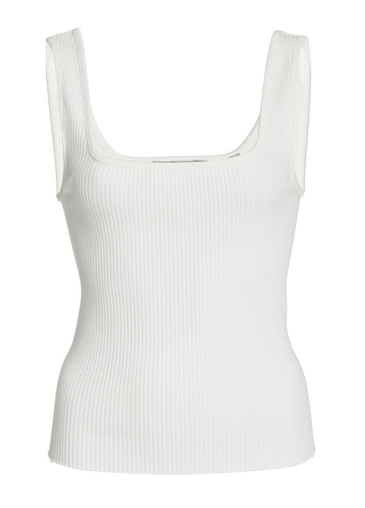 Vince - Ribbed Square Neck Tank in Off White