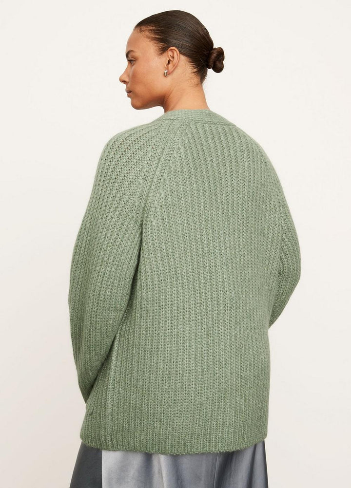 Vince - Ribbed Pocket Cardigan in Jadeite