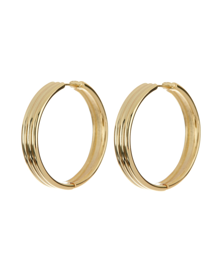 LUV AJ - Ridged Band Hoops in Gold
