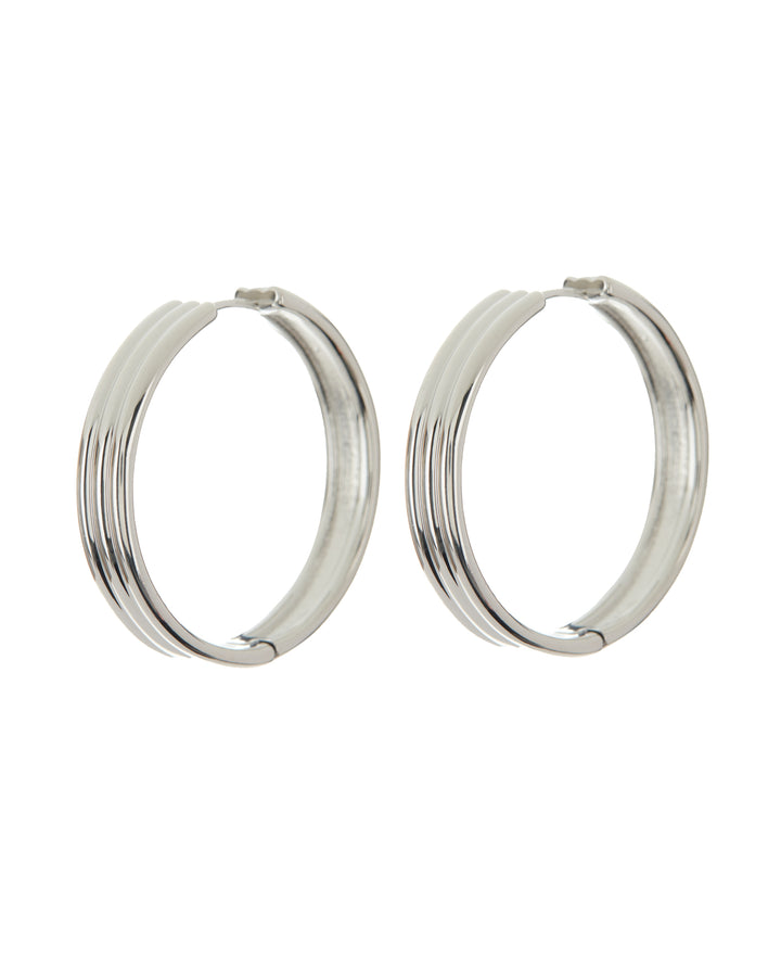 LUV AJ - Ridged Band Hoops in Silver