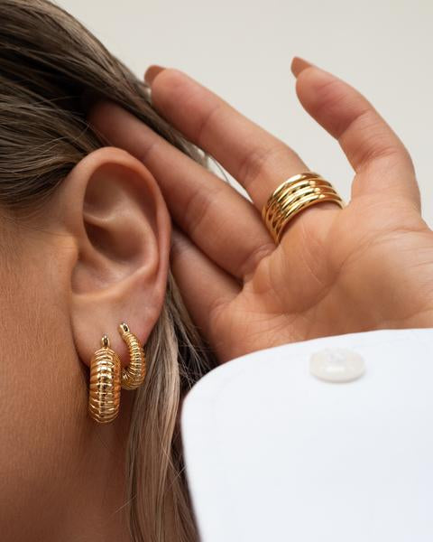 LUV AJ - Ridged Mini Donut Hoops in Gold Jewelry