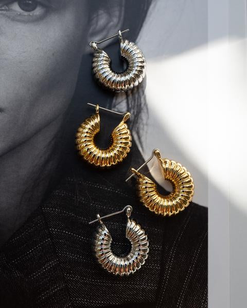 LUV AJ - Ridged Mini Donut Hoops in Gold