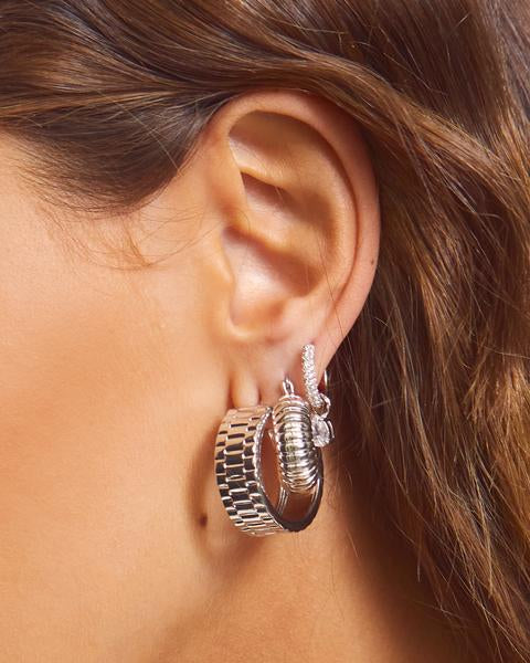 LUV AJ - Ridged Mini Donut Hoops in Silver