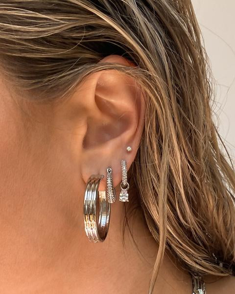 LUV AJ - Ridged Band Hoops in Silver Jewelry