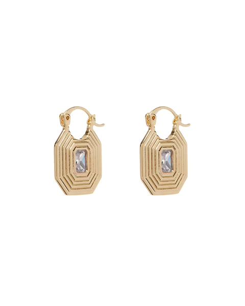 Luv AJ - Ridged Pyramid Pendant Earrings in Gold