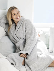 Barefoot Dreams - CozyChic Heathered Adult Robe in HE Ocean-White
