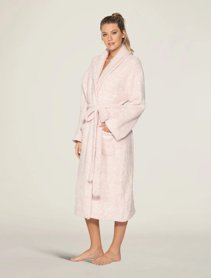 Barefoot Dreams - CozyChic Heathered Adult Robe in Dusty Rose-White
