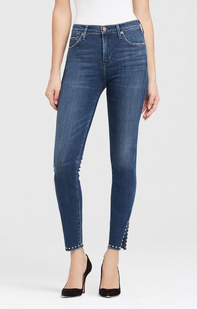 Citizens of Humanity - Rocket High RIse Skinny Ankle Split Hem in Studded Ventana