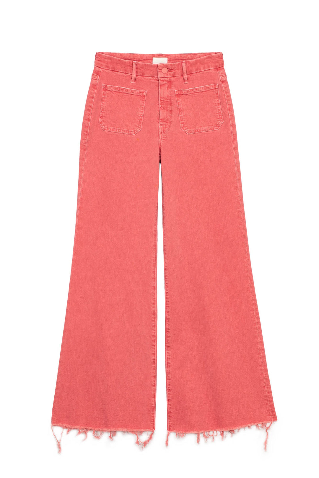 Mother Denim - The Patch Pocket Roller Fray Wide-Leg Jeans in Mauve Glow