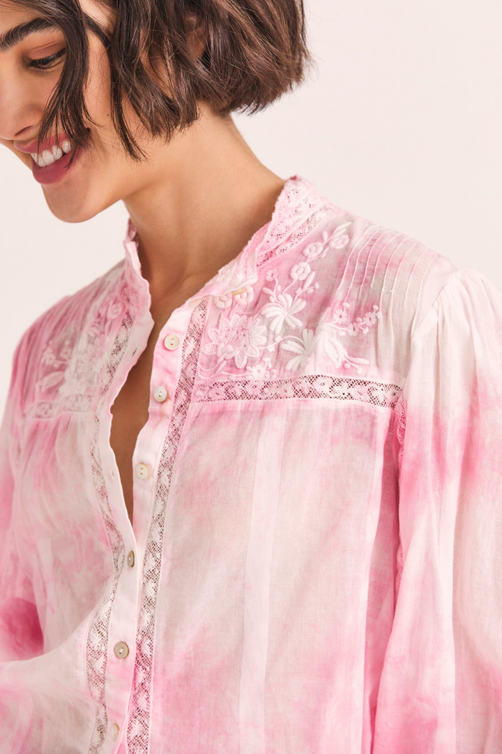 Love Shack Fancy - Ronda Top in Island Pink Hand Dye