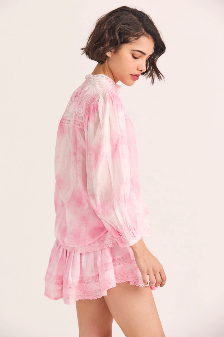 Love Shack Fancy - Ronda Top in Island Pink Hand Dye