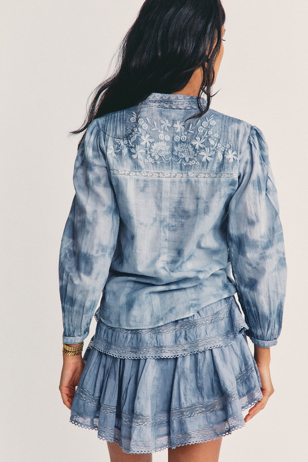 Love Shack Fancy - Ronda Top in Pacific Indigo Hand Dye