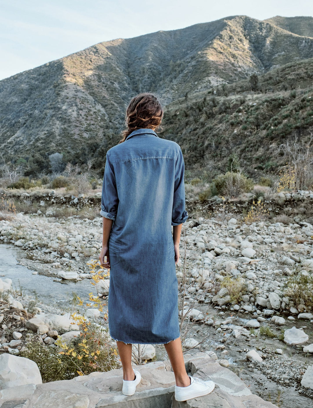 Frank & Eileen - Rory Woven Long Dress in Distressed Vintage Wash