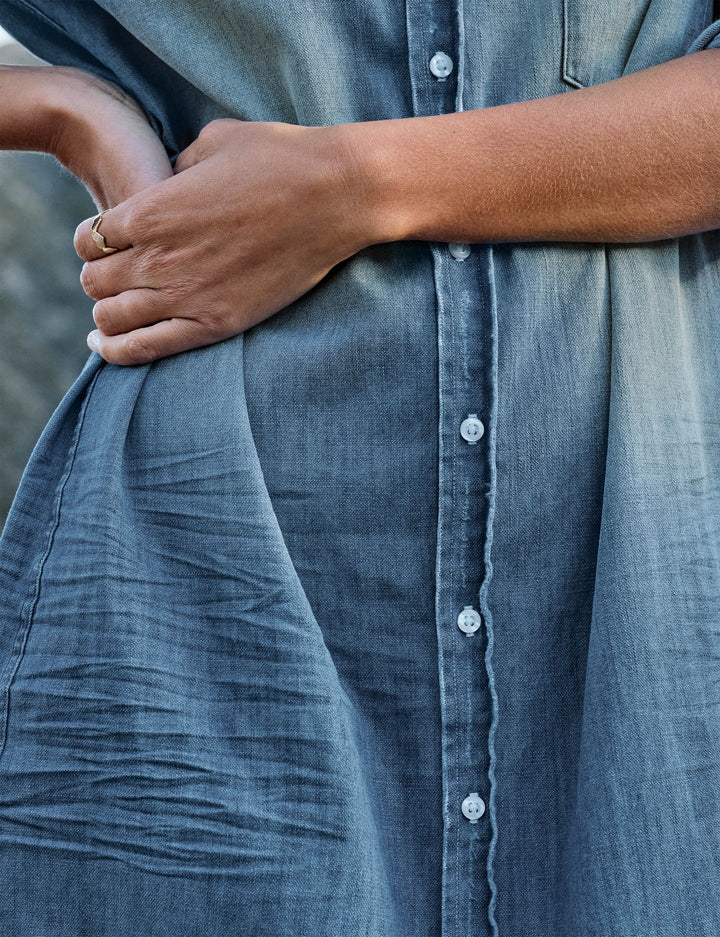 Frank & Eileen - Rory Woven Long Dress in Distressed Vintage Wash