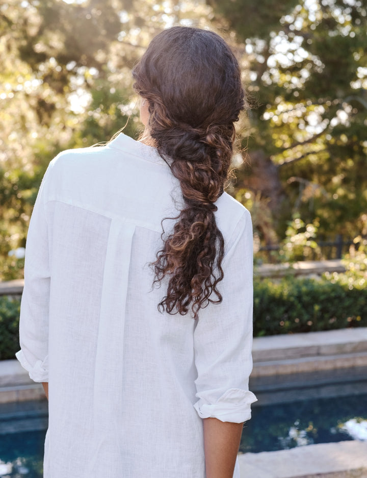 Frank & Eileen - Rory Woven Long Dress in White Lived in Linen