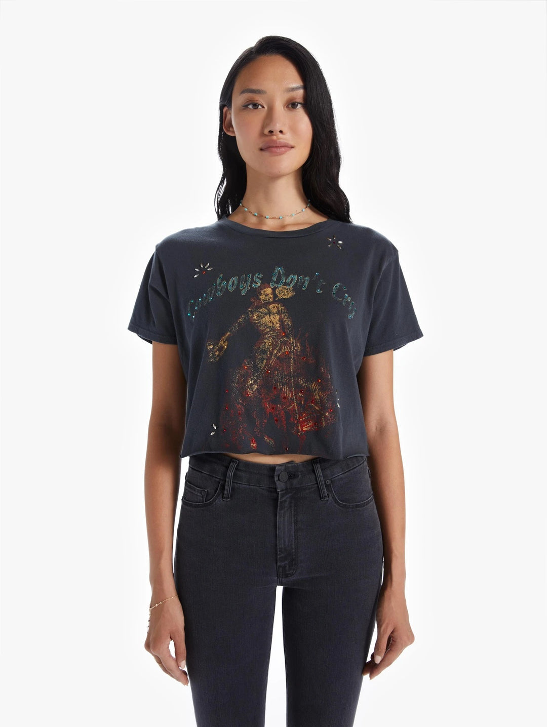 Mother - The Rowdy Cutoff Tee in Cowboys Don't Cry