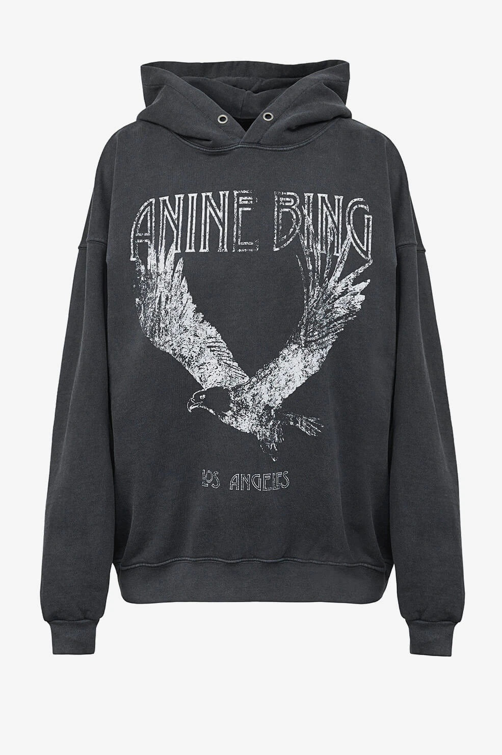 Anine Bing - Rowe Hoodie Eagle in Washed Black
