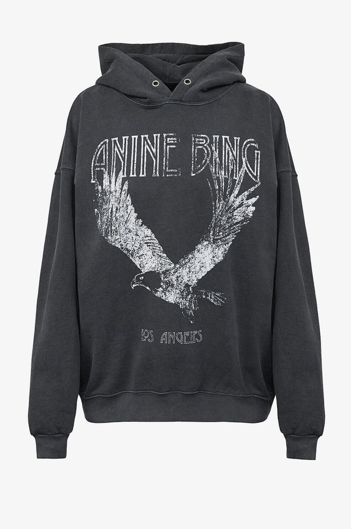 Anine Bing - Rowe Hoodie Eagle in Washed Black