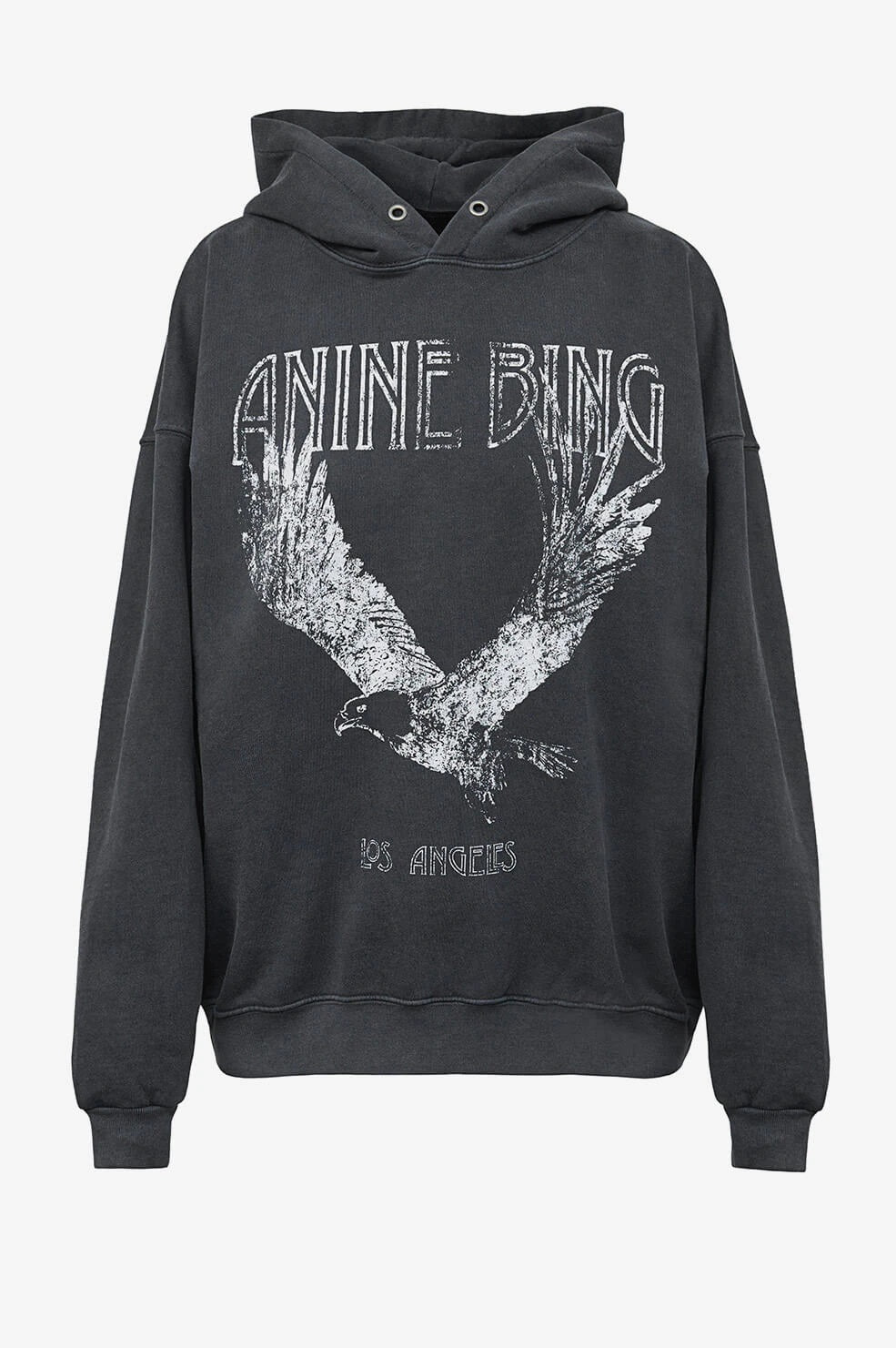 Anine Bing - Rowe Hoodie Eagle in Washed Black – Blond Genius