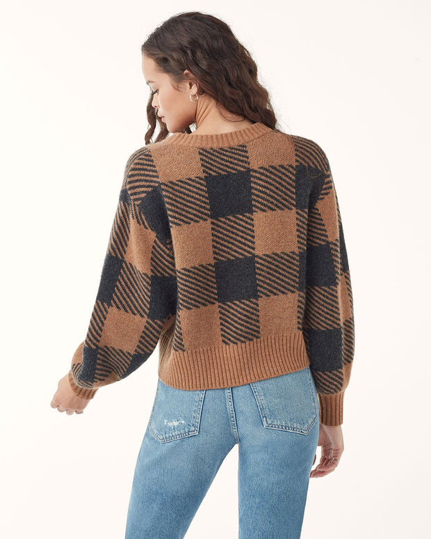 Splendid - Plaid Pullover Sweater in Caramel