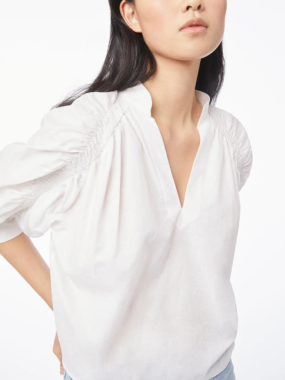 Frame - Ruched Cali Popover in Blanc
