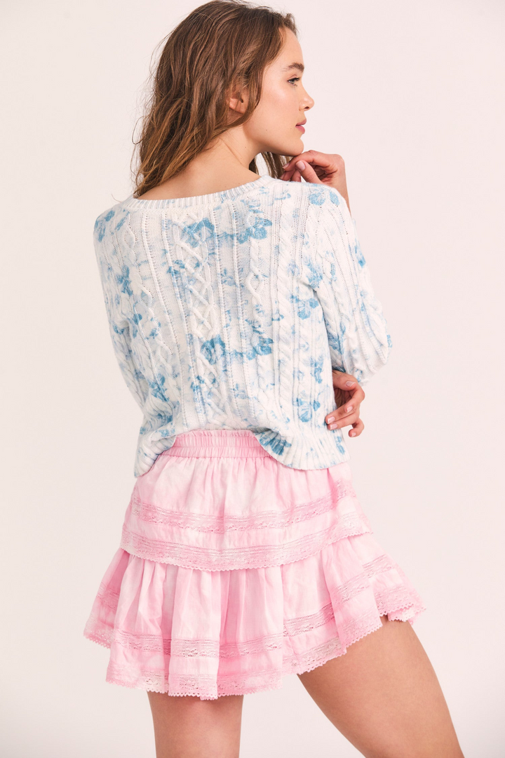 Love Shack Fancy - Ruffle Mini Skirt in Island Pink Hand Dye
