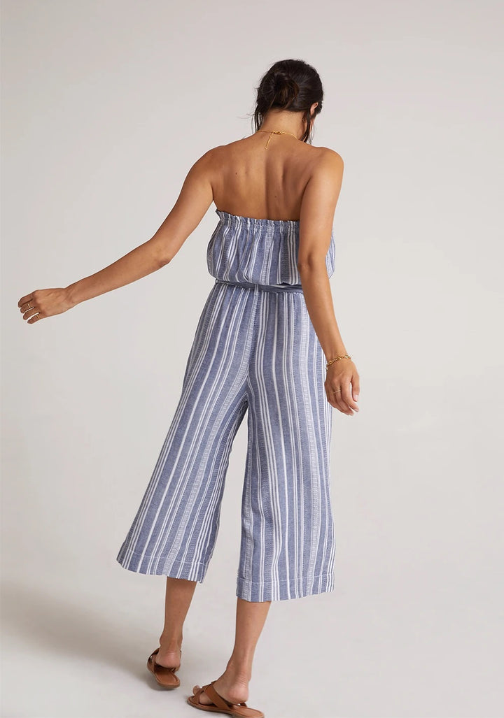 Bella Dahl - Ruffle Strapless Jumpsuit in Navy/White Jumpsuits