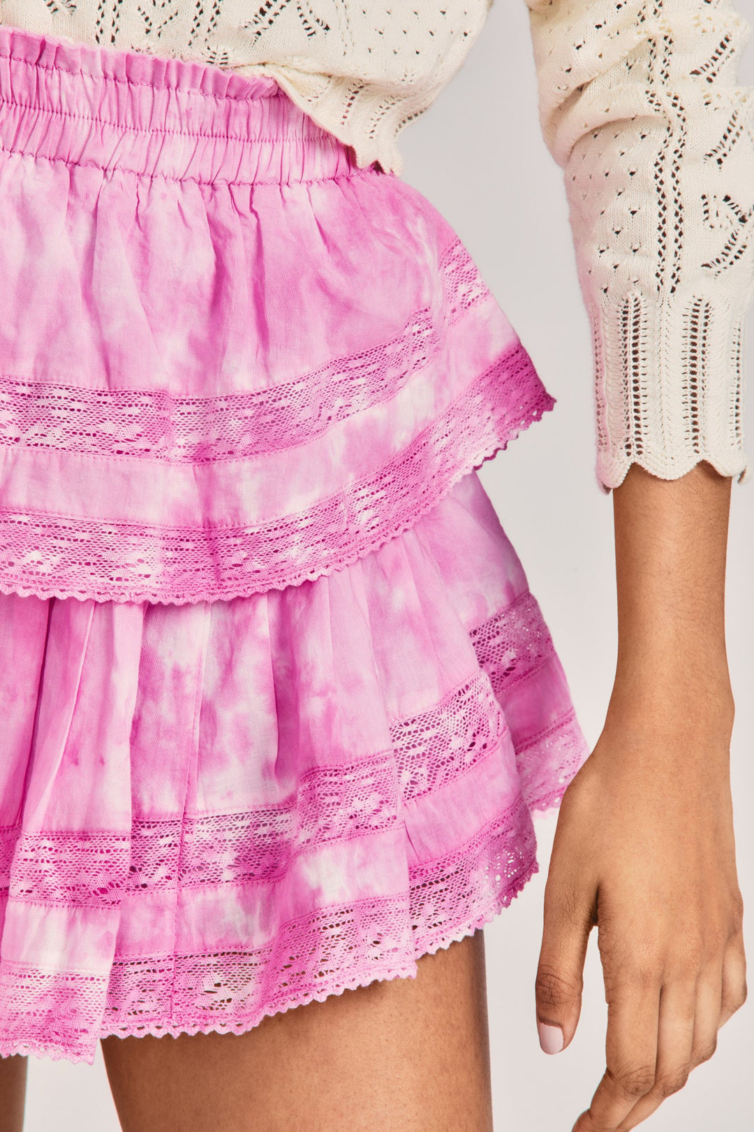 Love Shack Fancy - Ruffle Mini Skirt in Begonia Hand Dye