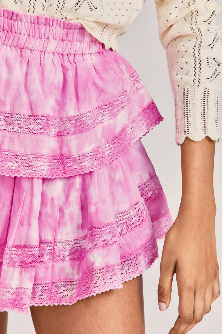 Love Shack Fancy - Ruffle Mini Skirt in Begonia Hand Dye