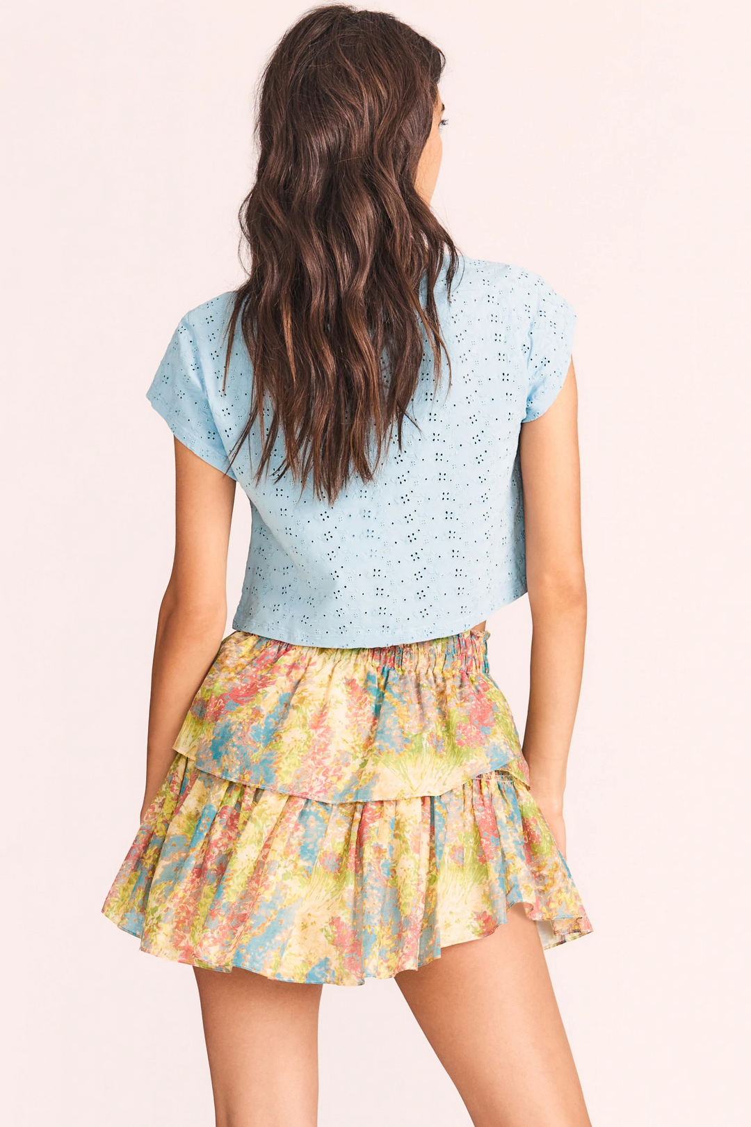Love Shack Fancy - Ruffle Mini Skirt in Pastel Fields