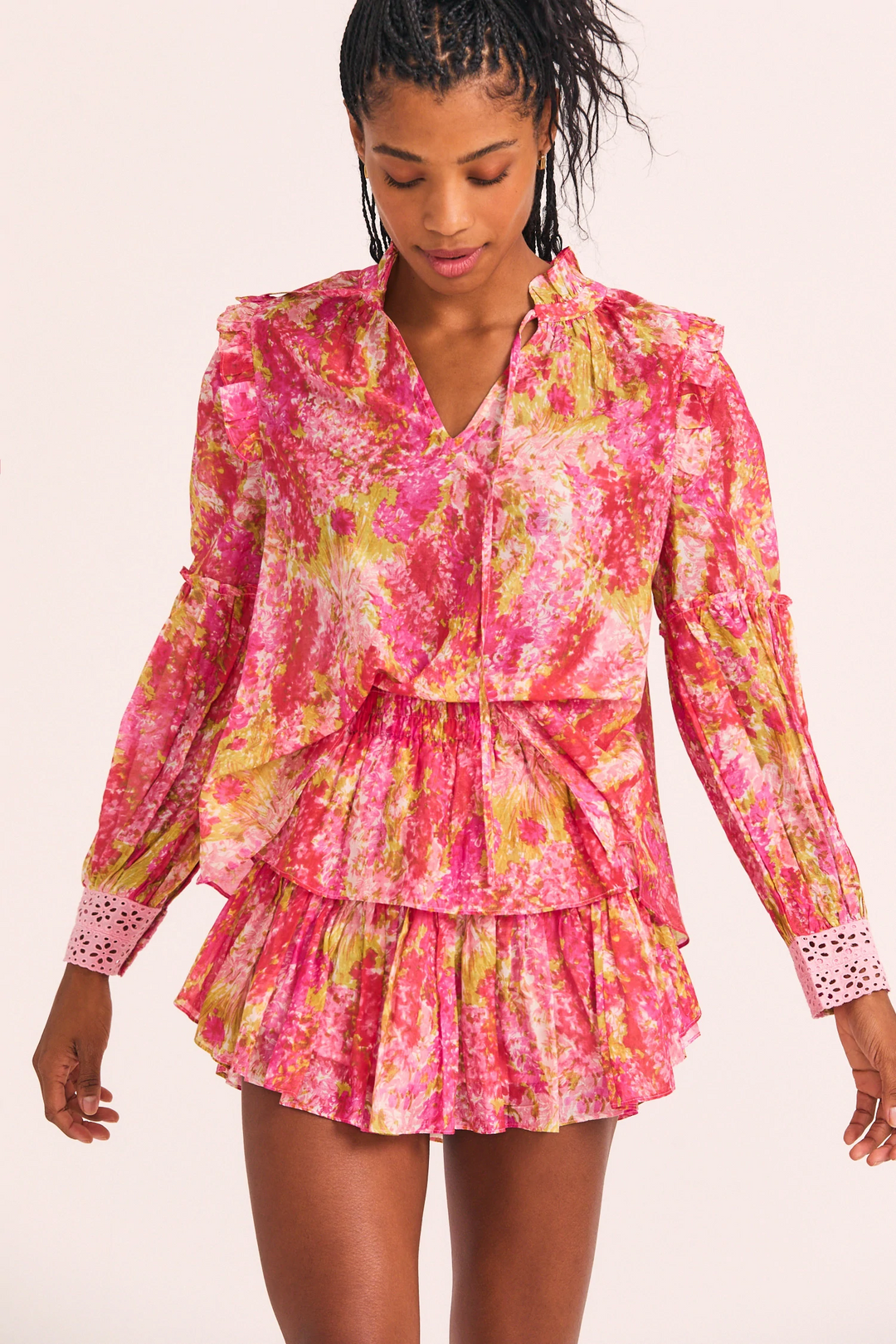 Ruffle mini skirt silk best sale