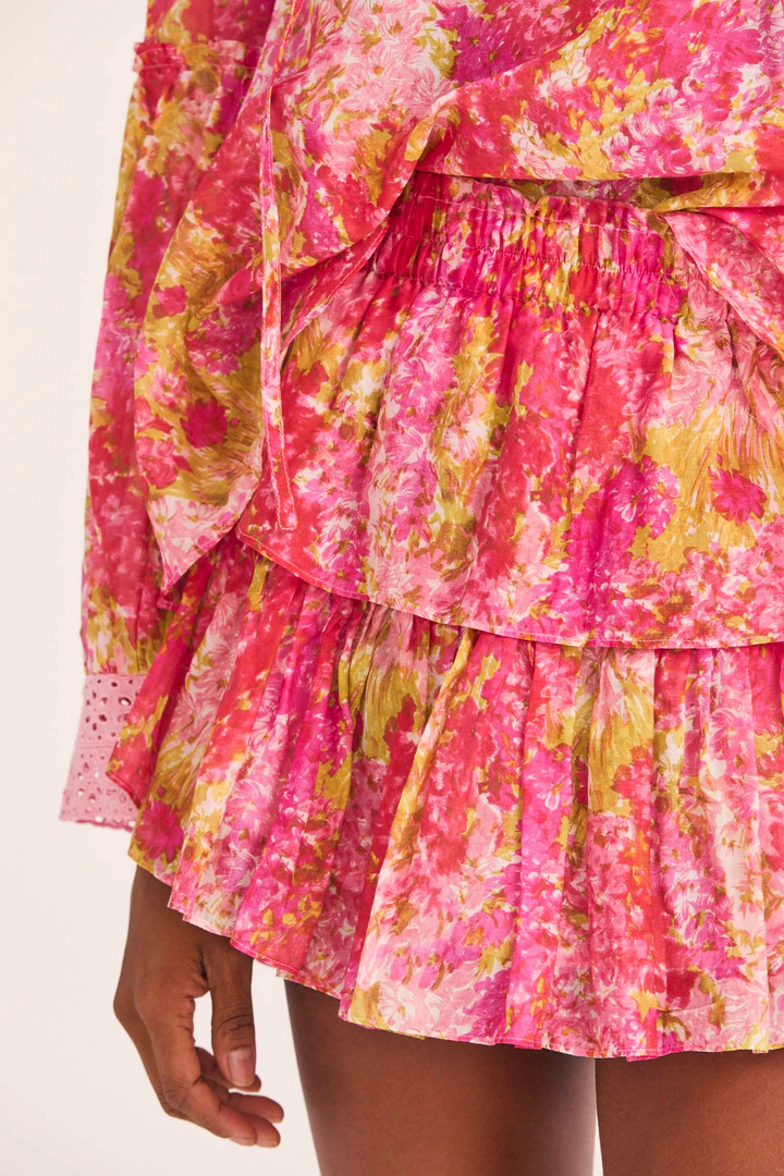 Love Shack Fancy - Ruffle Mini Skirt in Swaying Coral