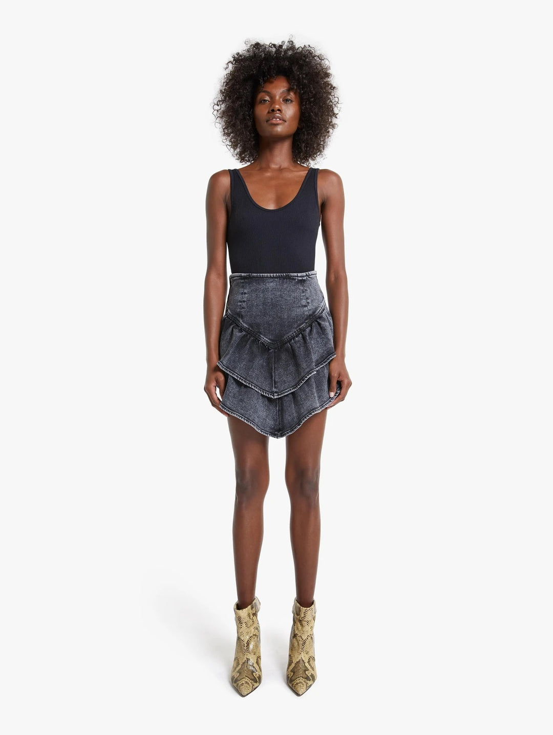 Mother - The Ruffle Mini Skirt in Train Stops