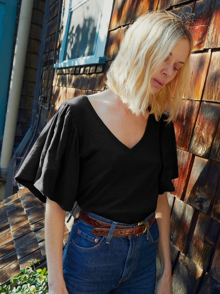 Nation LTD - Ruth Bubble Hem Tee in Jet Black
