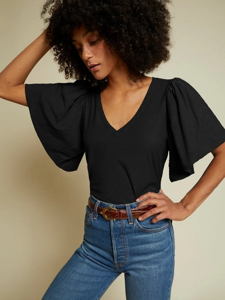 Nation LTD - Ruth Bubble Hem Tee in Jet Black