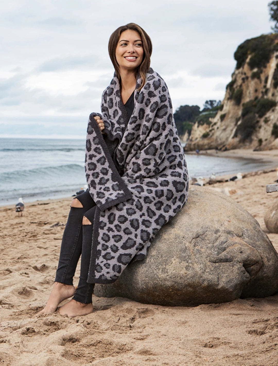 Barefoot Dreams - Cozychic Safari Blanket in Dove Gray Multi