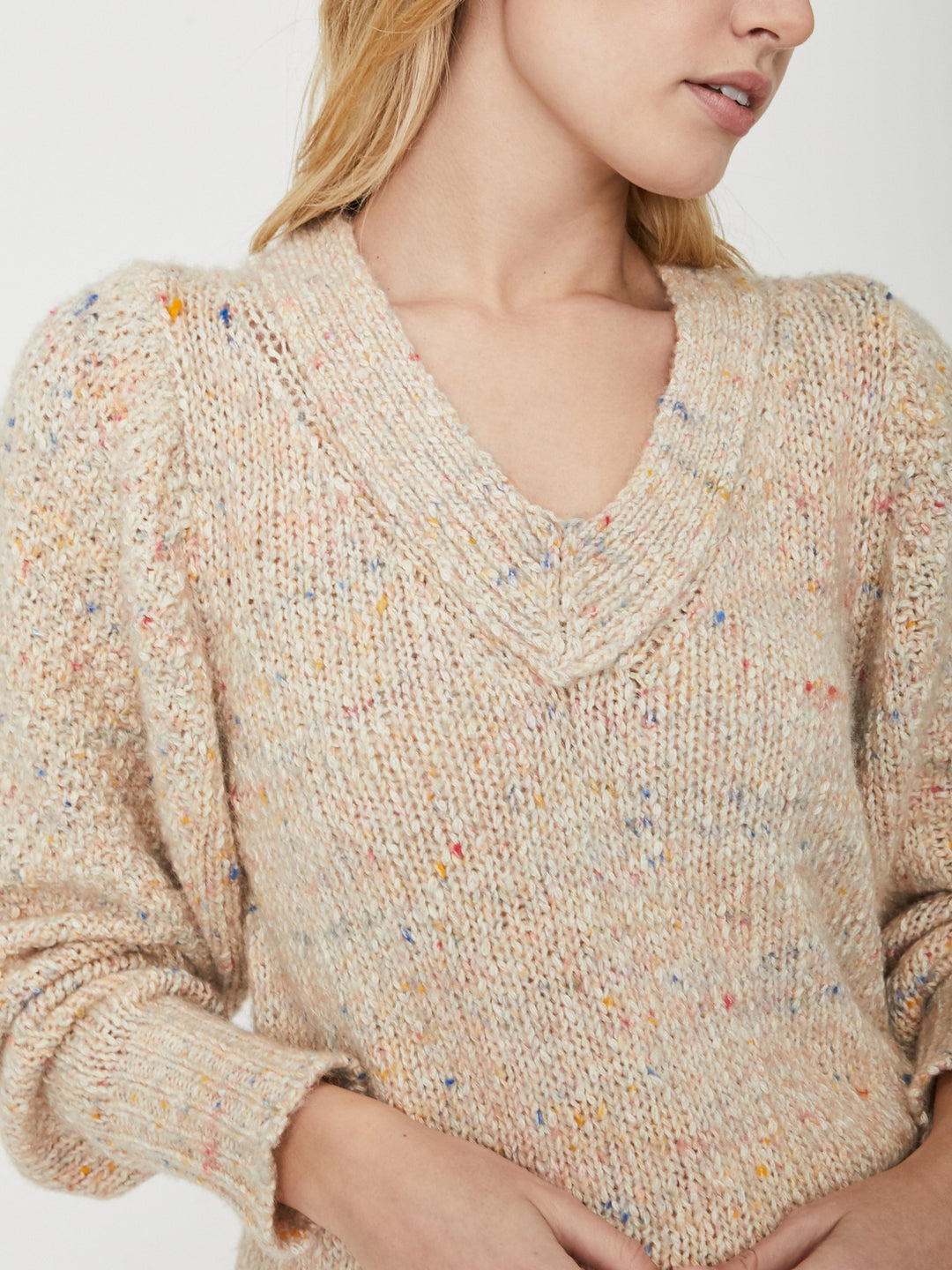 Brochu Walker Andrain V-Neck Sweater in Saffro Multi – Blond Genius