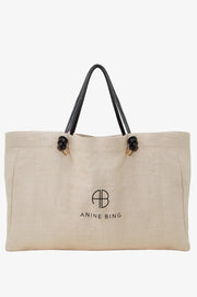 Anine Bing XL-Leinen-Shopper SAFFRON BAG in Natur/Schwarz