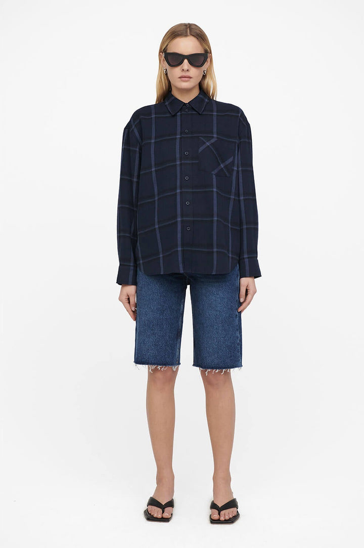 Anine Bing - Sam Shirt in Blue Plaid