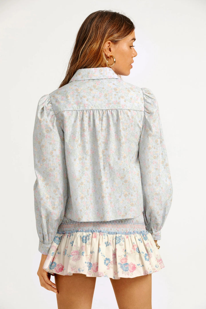 Love Shack Fancy - Sansom Blouse in Baby Blue Skies