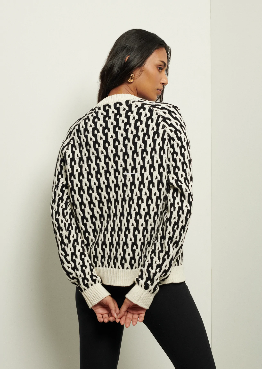Derek Lam 10 Crosby - Sawyer L/S Button Crewneck In Black/Ivory