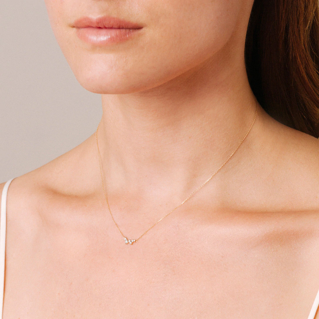 Adina - Scattered Diamond Necklace in Y14