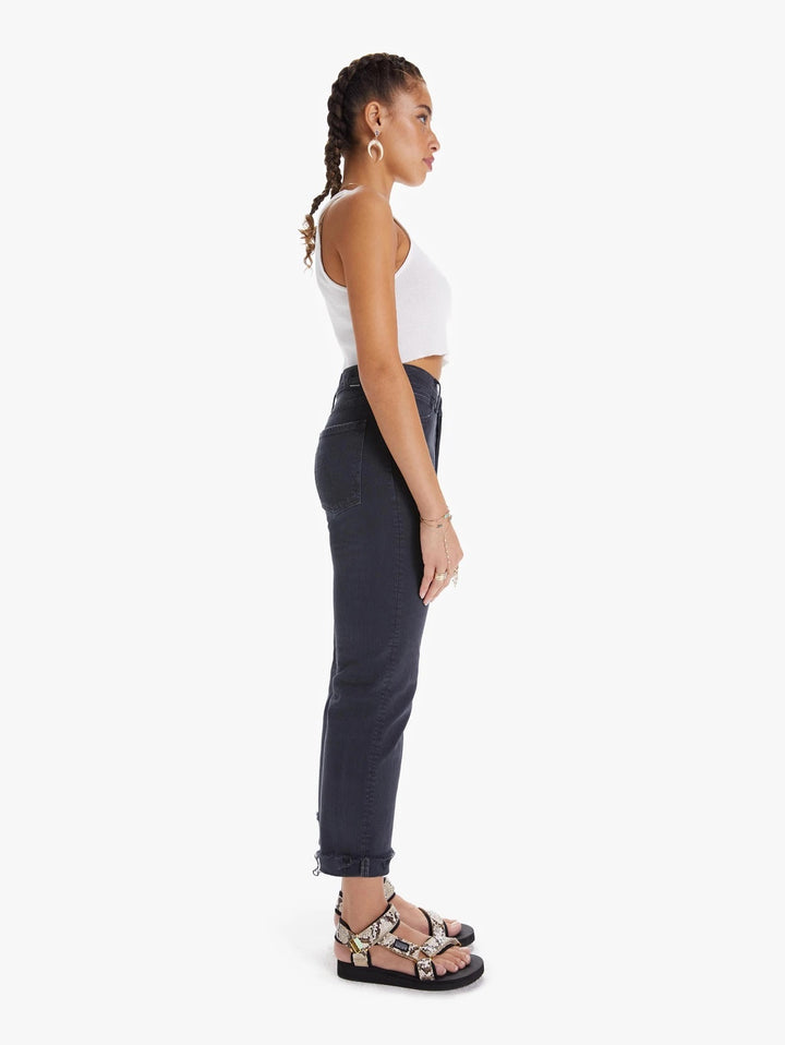 Mother - The Scrapper Cuff Ankle Fray in Faded Black
