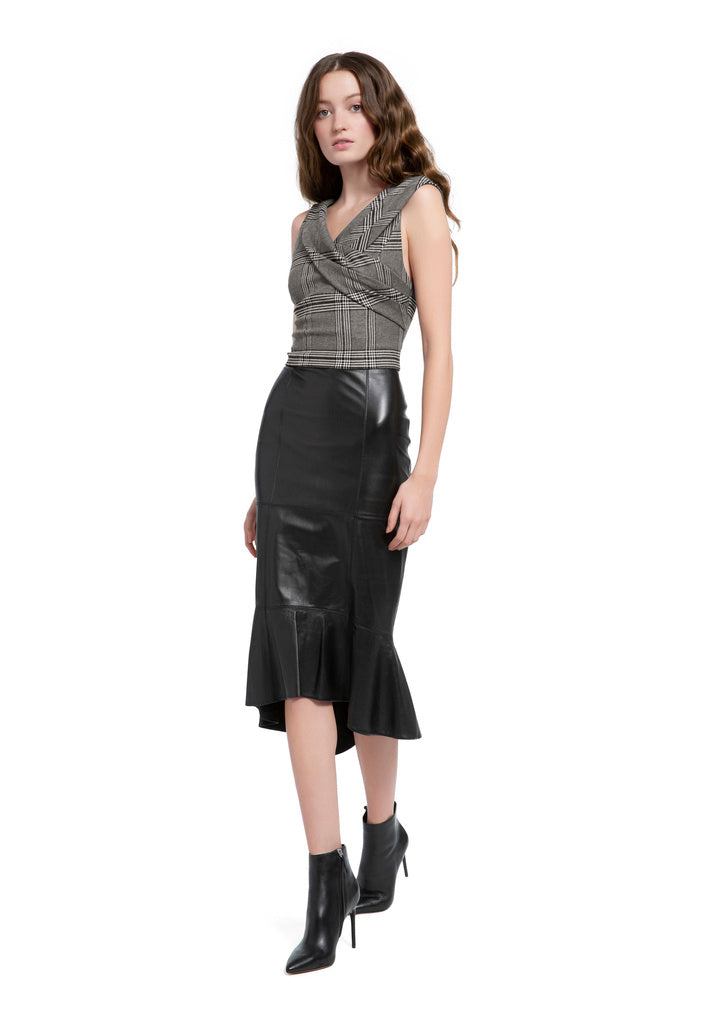 ALICE + OLIVIA- Kina Leather Pencil Skirt
