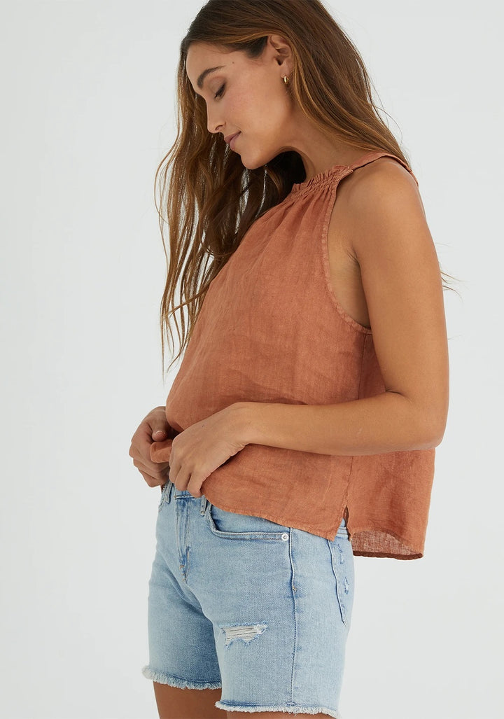 Bella Dahl - Shirred Tie Back Halter Top in Rich Sienna